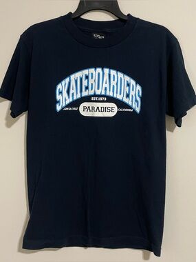 Y2K Navy Blue Skateboarders Graphic Paradise Santa Cruz T-shirt Size Small